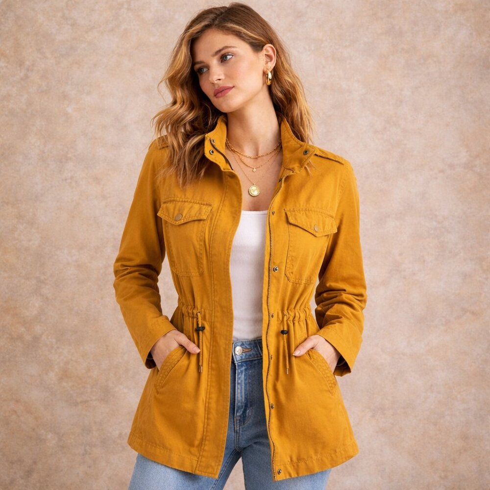 Bagatelle Collection Mustard Yellow Trench Coat Women Size M